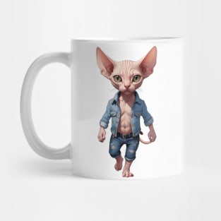 Casual Cool Cat: Sphynx in Denim Mug